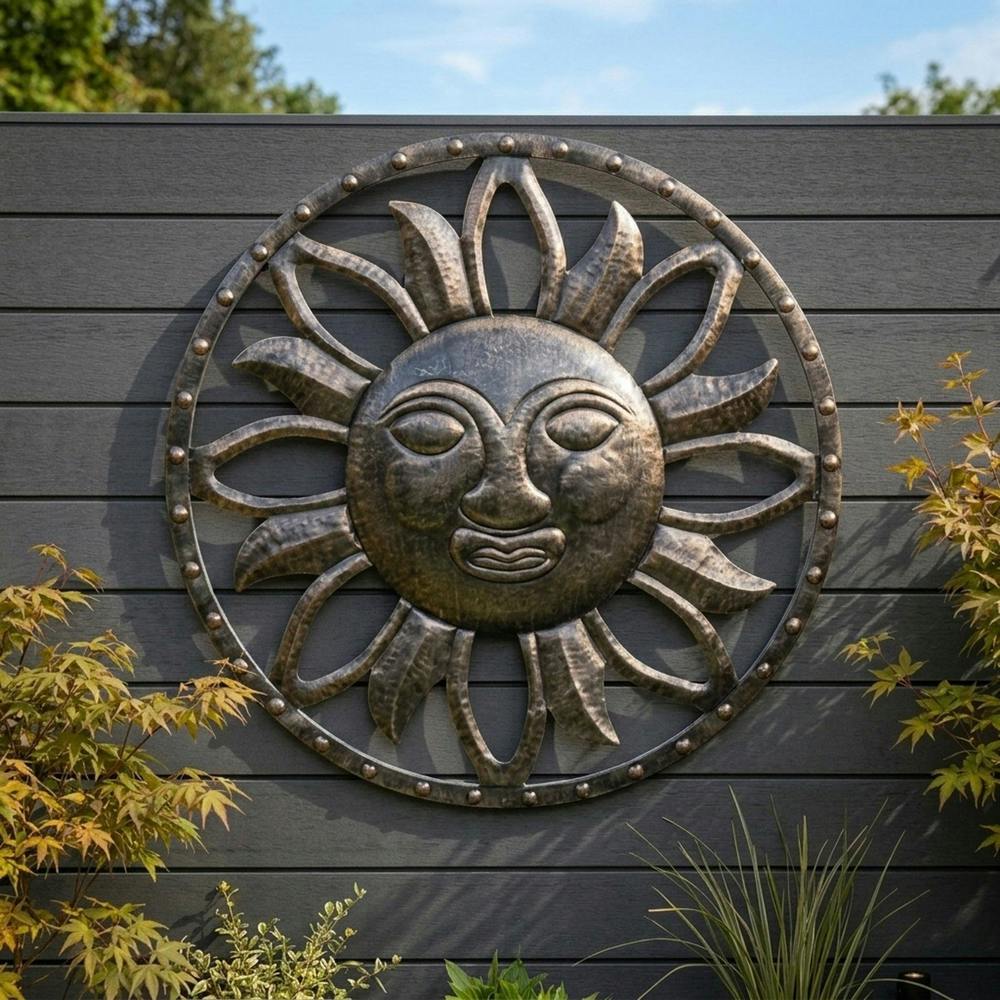 Garden Greatness Lunaria Iron Sun Solar Wall Light