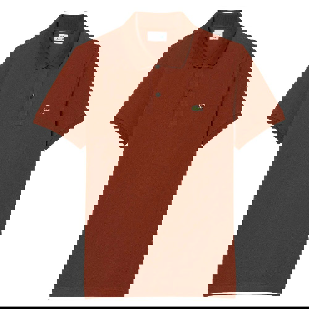 Lacoste Mens L.12.12 Pique Slim Polo Shirt - Brown