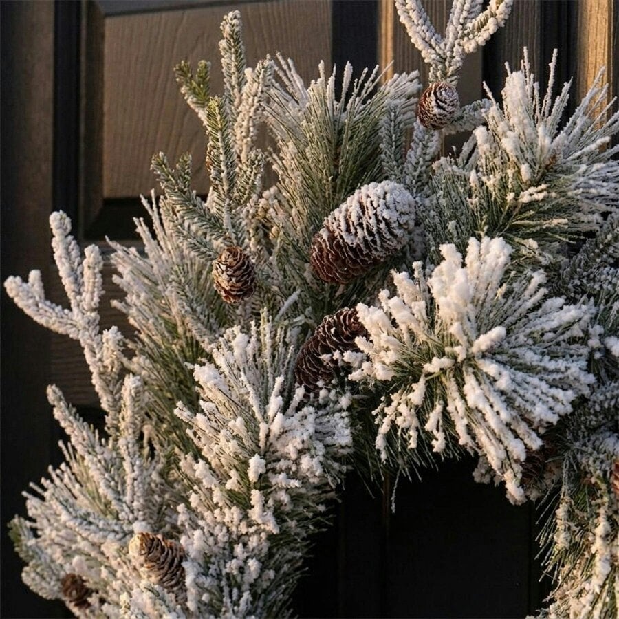 Garden Greatness Decorative Festive Snowy Pine Cone Wreath