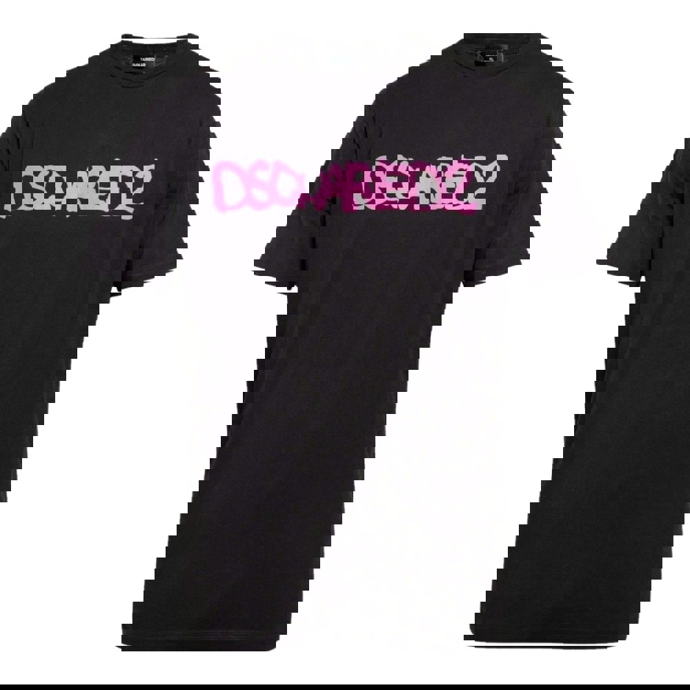 Dsquared2 Cool Fit Scribble Spray Logo Black T-Shirt XS