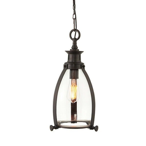 Metal Band Glass Ceiling Pendant Light - Bronze Finish - Requires 40W E27 GLS Loops