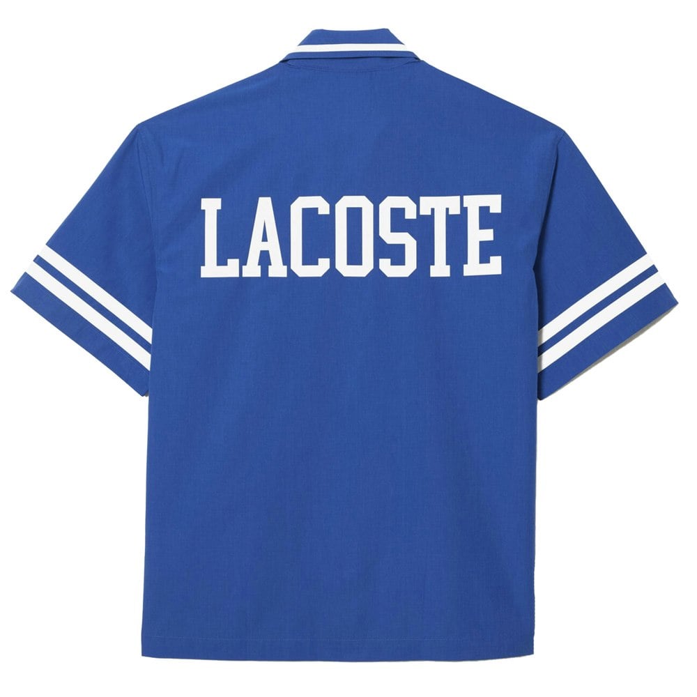 Lacoste Mens Cotton Twill Back Print Relaxed Fit Shirt - Blue