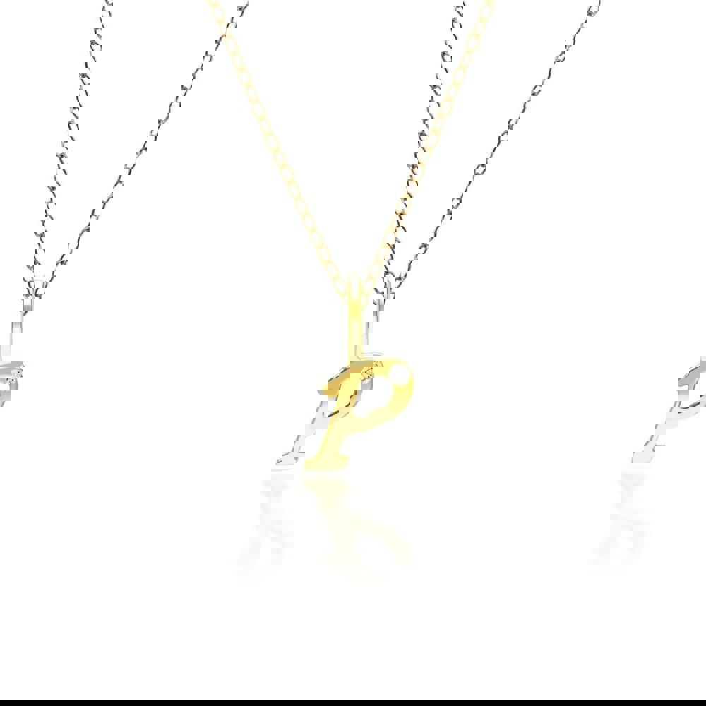 191P0787019 Alphabet Letter P Diamond pendant in 9ct Yellow Gold Front