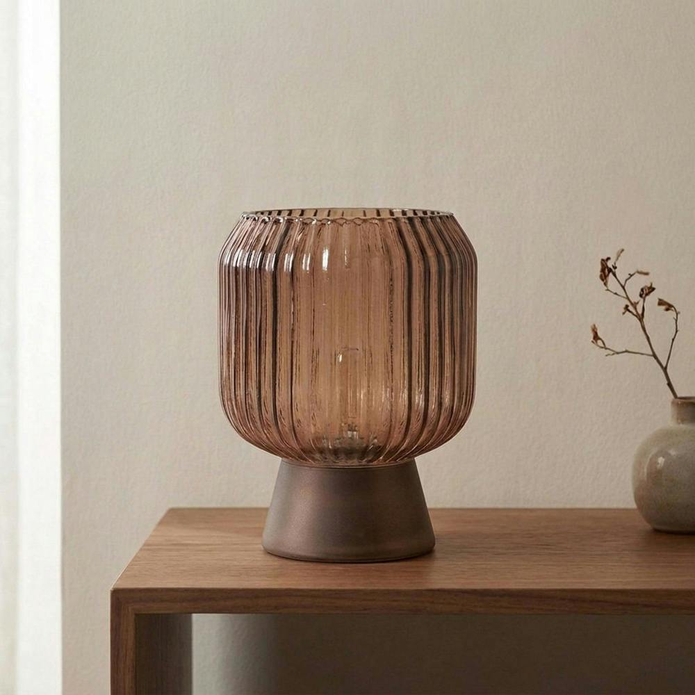 Garden Greatness LED Textured Round Ribbed Glass Lamp