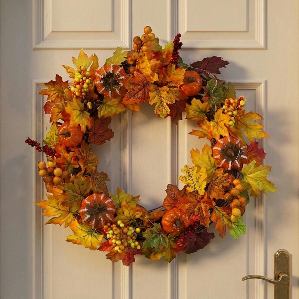 Garden Greatness Autumn Maple Leaves LED Door Wreath