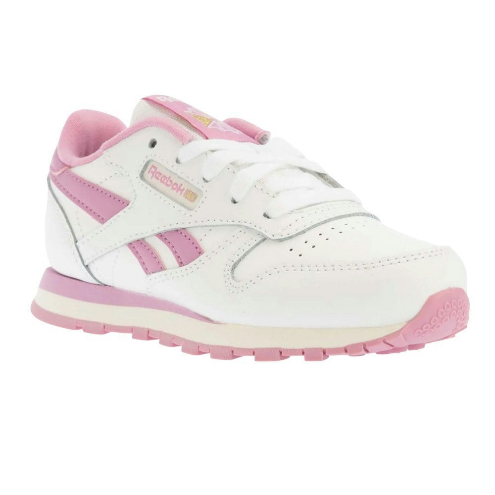 Reebok Childrens/Kids Classic Leather Shoes - White/Pink