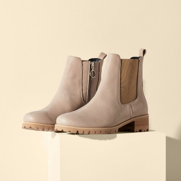 nude leather boots for bunions pair