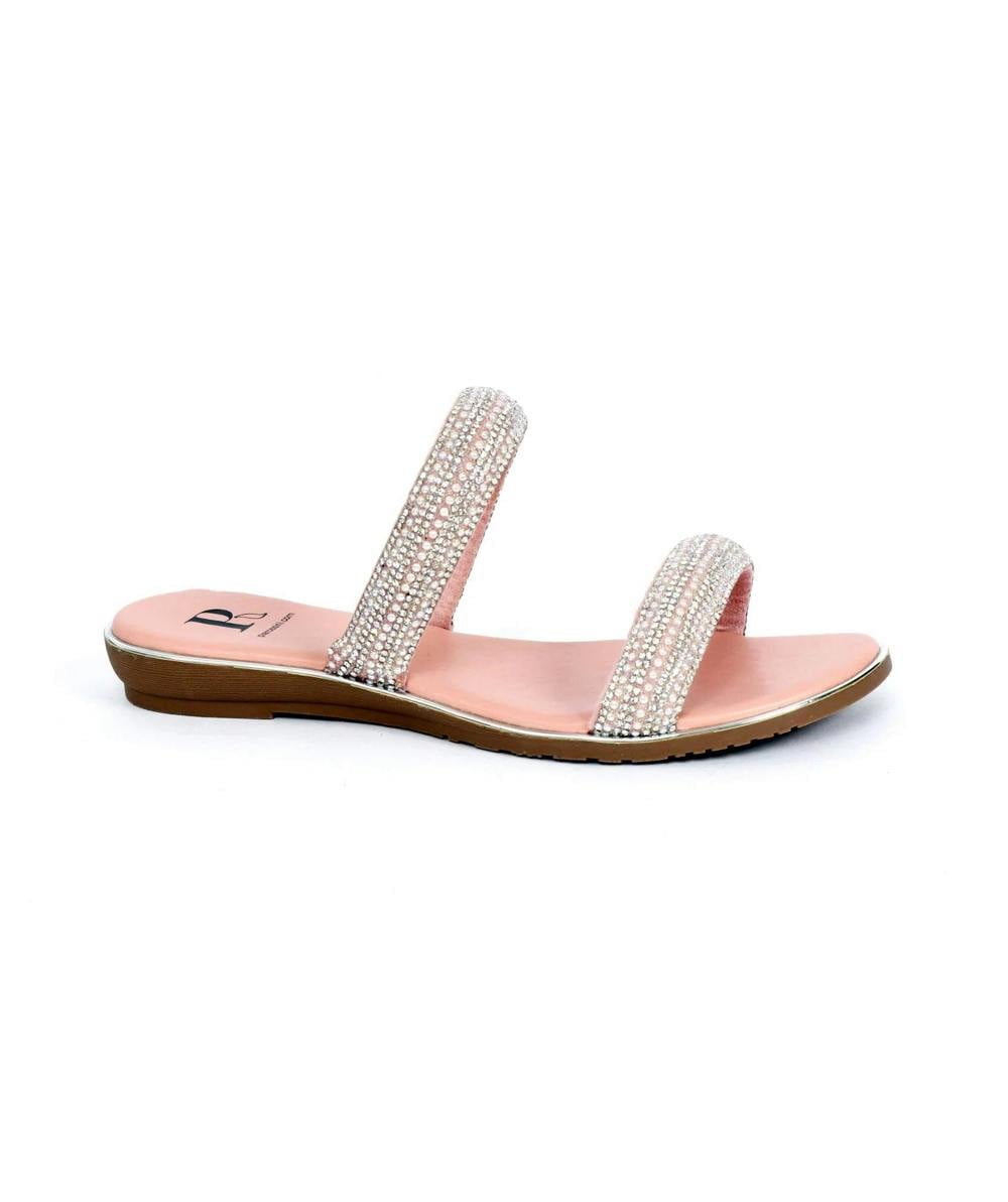 Pia Rossini Kalippo - Blush Pink Embellished Wedged Mule Sandals
