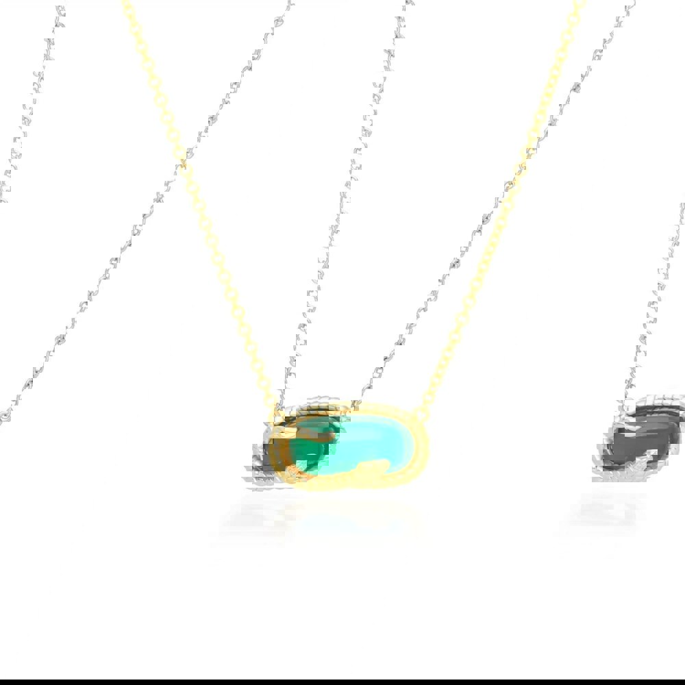 253N365901925 ECFEW™ Chalcedony Snake Pendant Necklace in Gold Plated Sterling Silver 