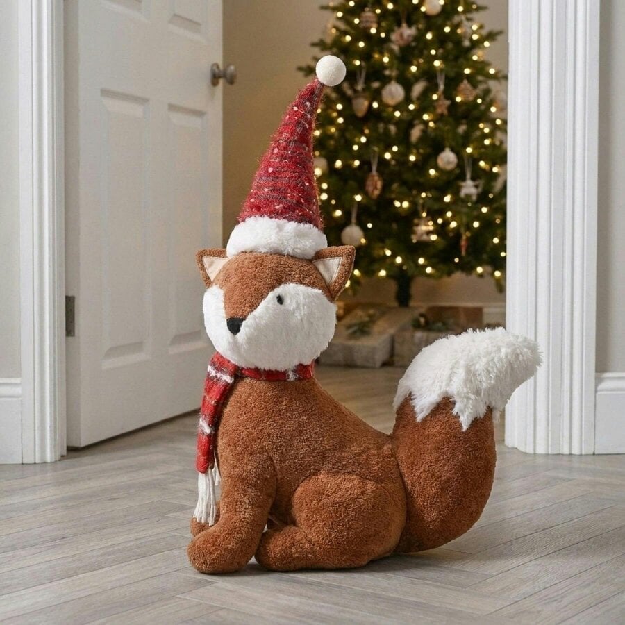 Garden Greatness Festive Plush Sitting Fox Doorstop