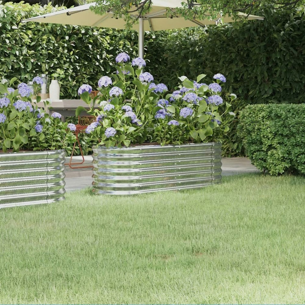 Berkfield Garden Raised Bed Powder-coated Steel 114x40x36 cm Silver
