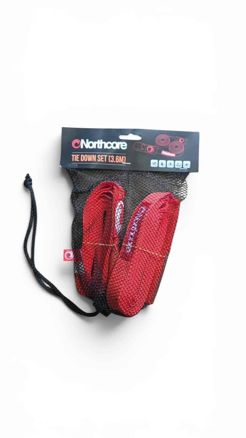 Northcore 3.6m Surfboard Roof Rack Tie Down Straps (Pair) Red