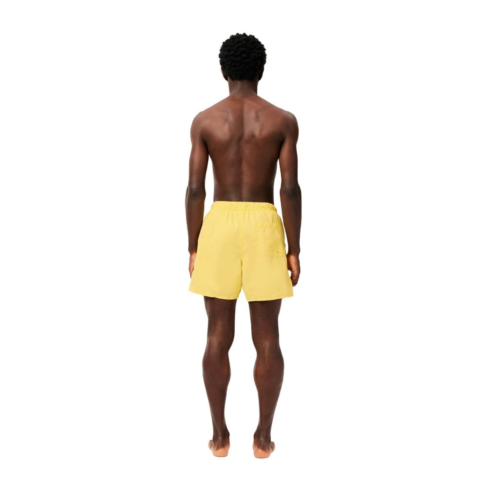 Lacoste Mens Washed Mid Length Swimming Trunks - Yellow