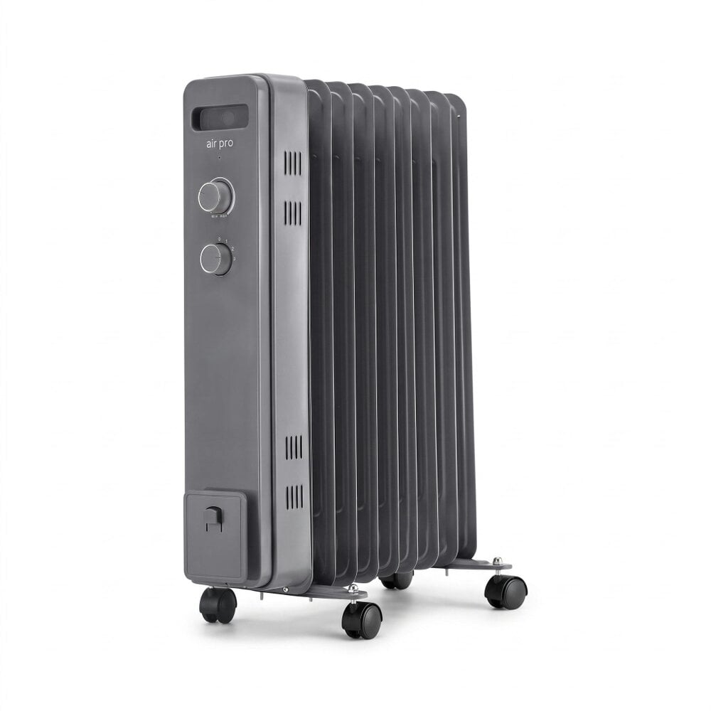 Air Pro 1500W 7 Fin Oil Filled Radiator, Portable Electric Heater for 15m² - Grey