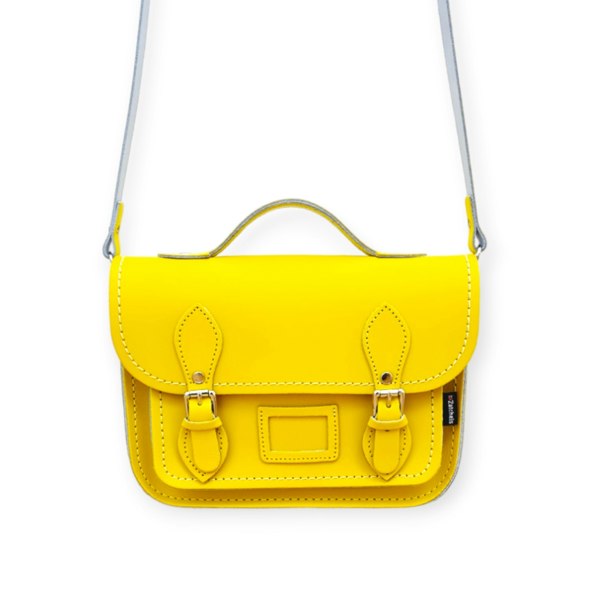 Zatchels Leather Midi Satchel - Pastel Daffodil Yellow