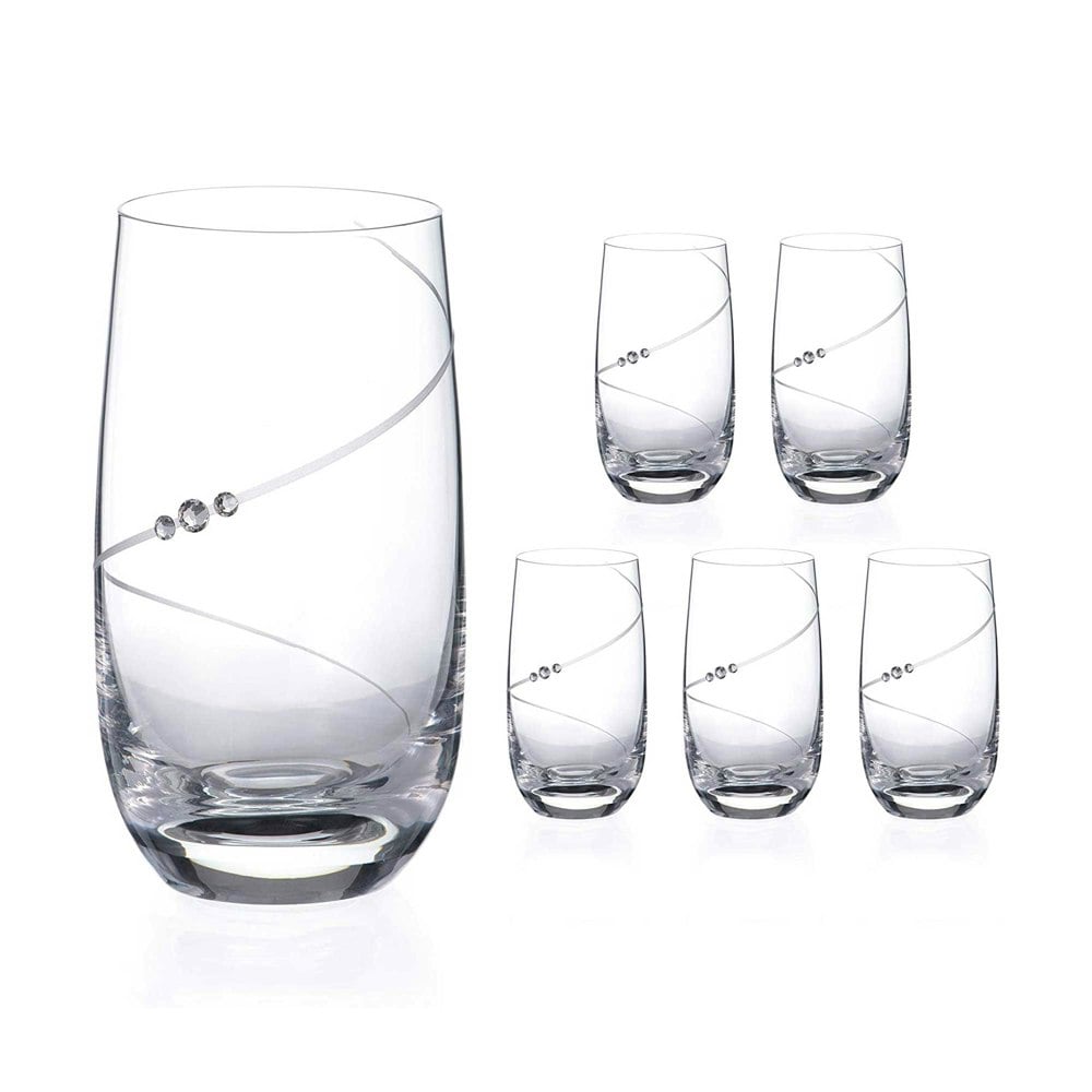 Diamante Silhouette Spiral Hi Ball Glasses - Set of 6