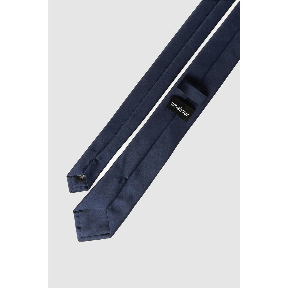 Limehaus Navy Satin Slim Tie