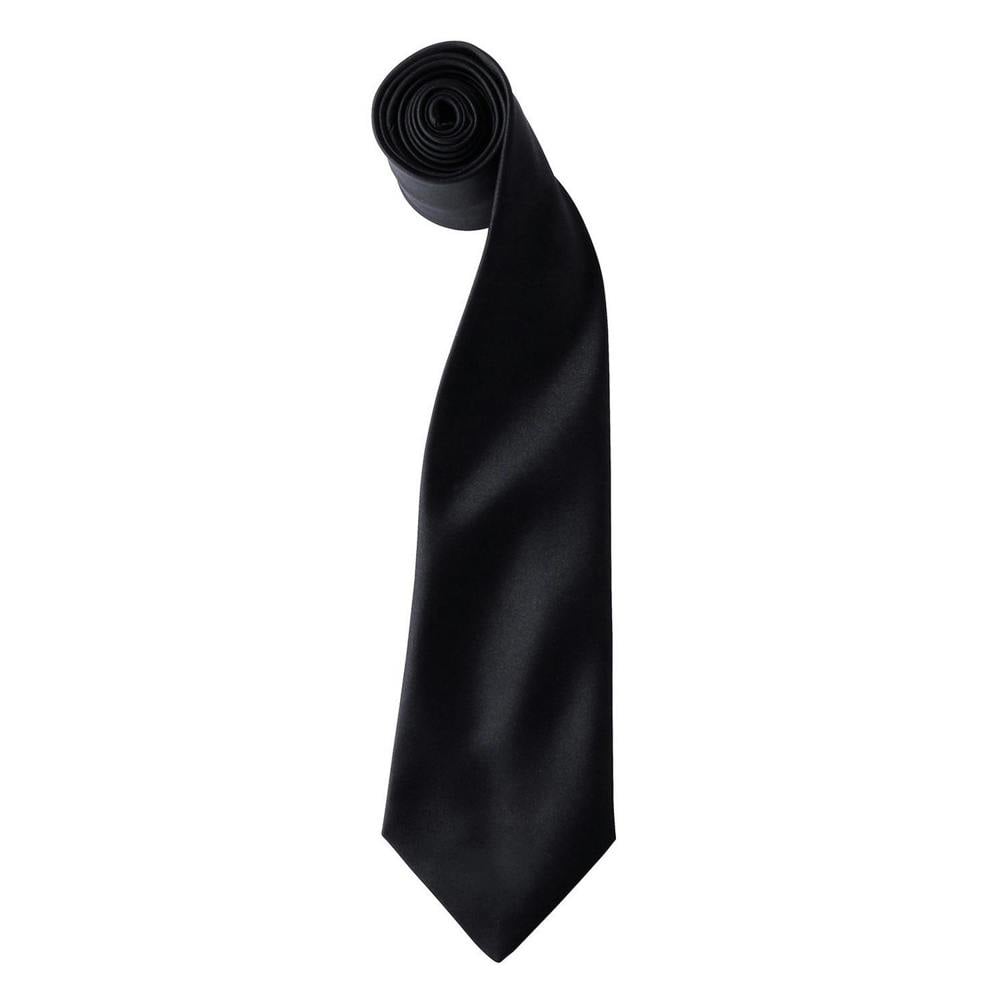 Premier Unisex Adult Colours Satin Tie - Black - Black - One Size