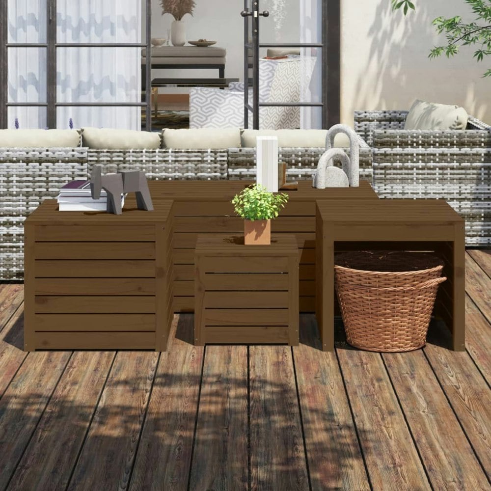 Berkfield 4 Piece Garden Box Set Honey Brown Solid Wood Pine