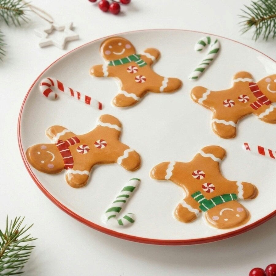Garden Greatness Ceramic Gingerbread Man Dinner Plate Door Accent