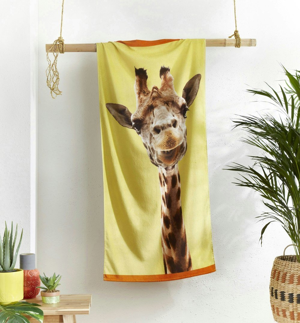 Catherine Lansfield Giraffe Yellow Beach Towel