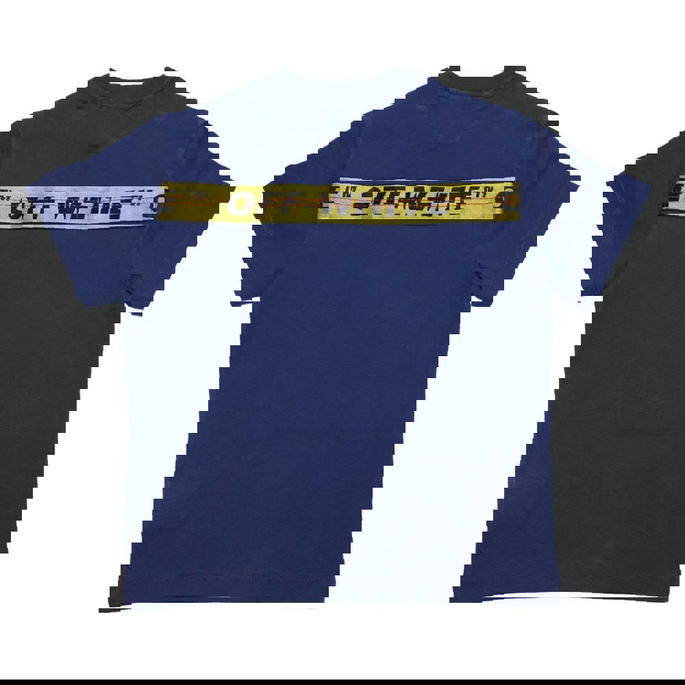 Off White Childrens/Kids Industrial Logo T-Shirt - Navy/Yellow