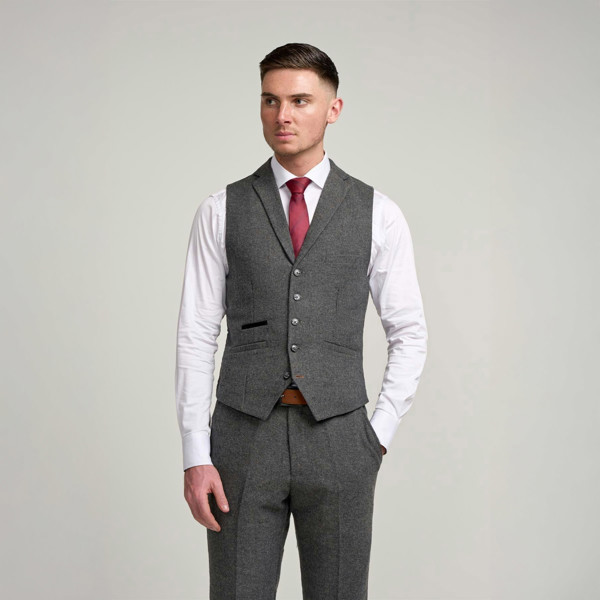 House of Cavani Cosmo Tweed Waistcoat - Grey