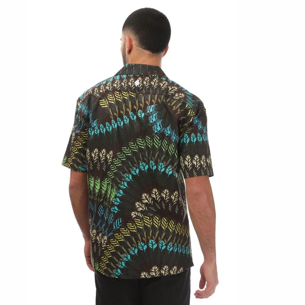 Marcelo Burlon Mens Feather All-Over Print Shirt - Brown