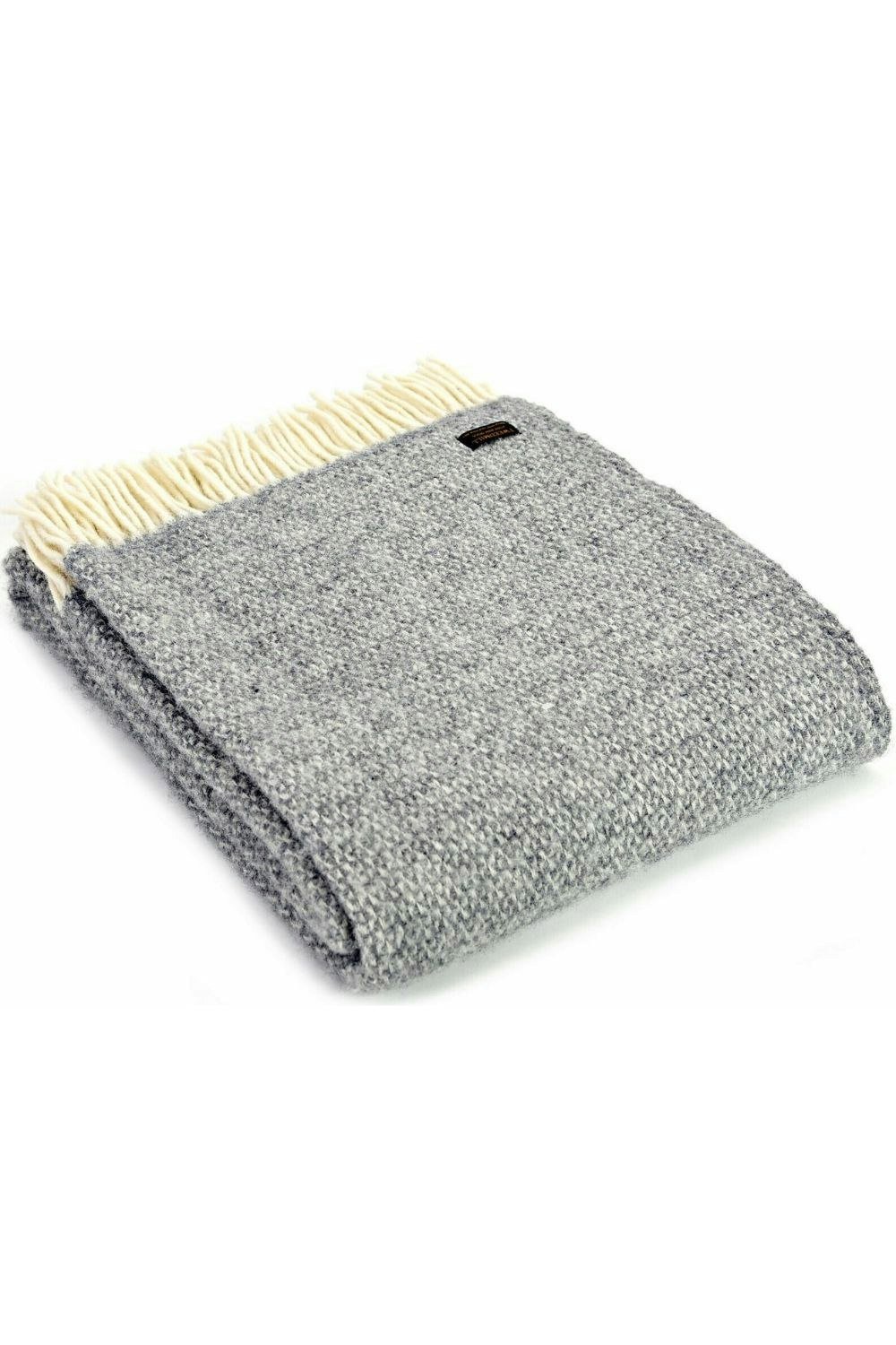 HomeSpace Direct Illusion Grey Wool Throw 100% Pure British New Wool