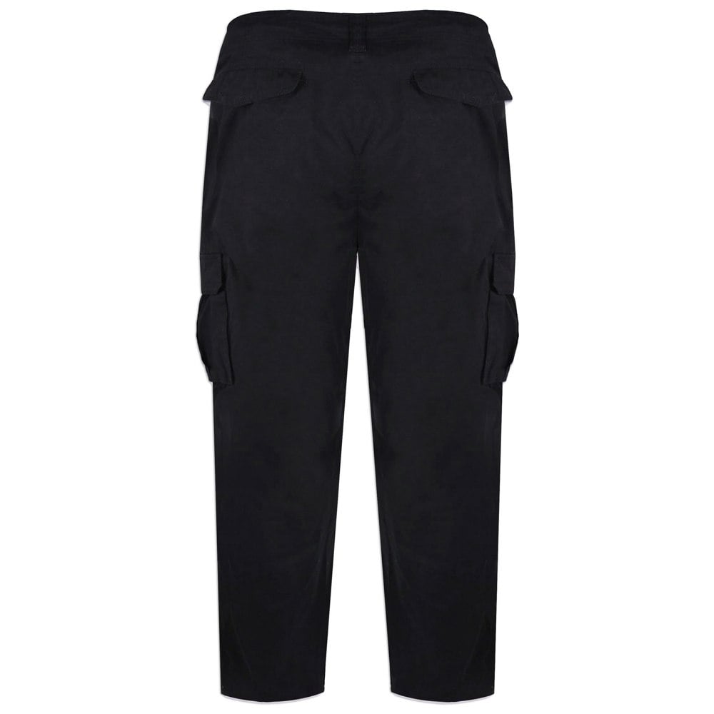 Duke Mens D555 Robert Peached Washed Cargo Trousers - Black