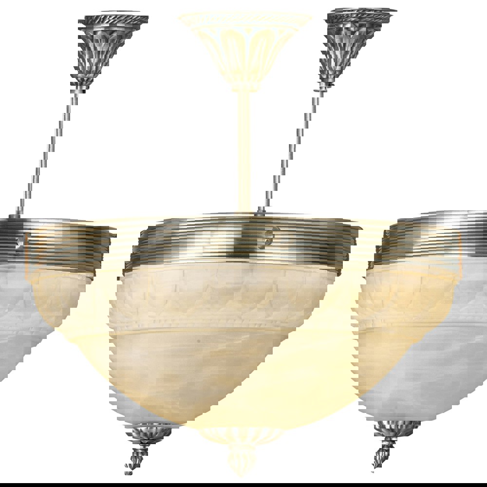 Flush Ceiling Light Colour Bronze Shade Champagne Glass Alabaster Bulb E14 3x60W Loops