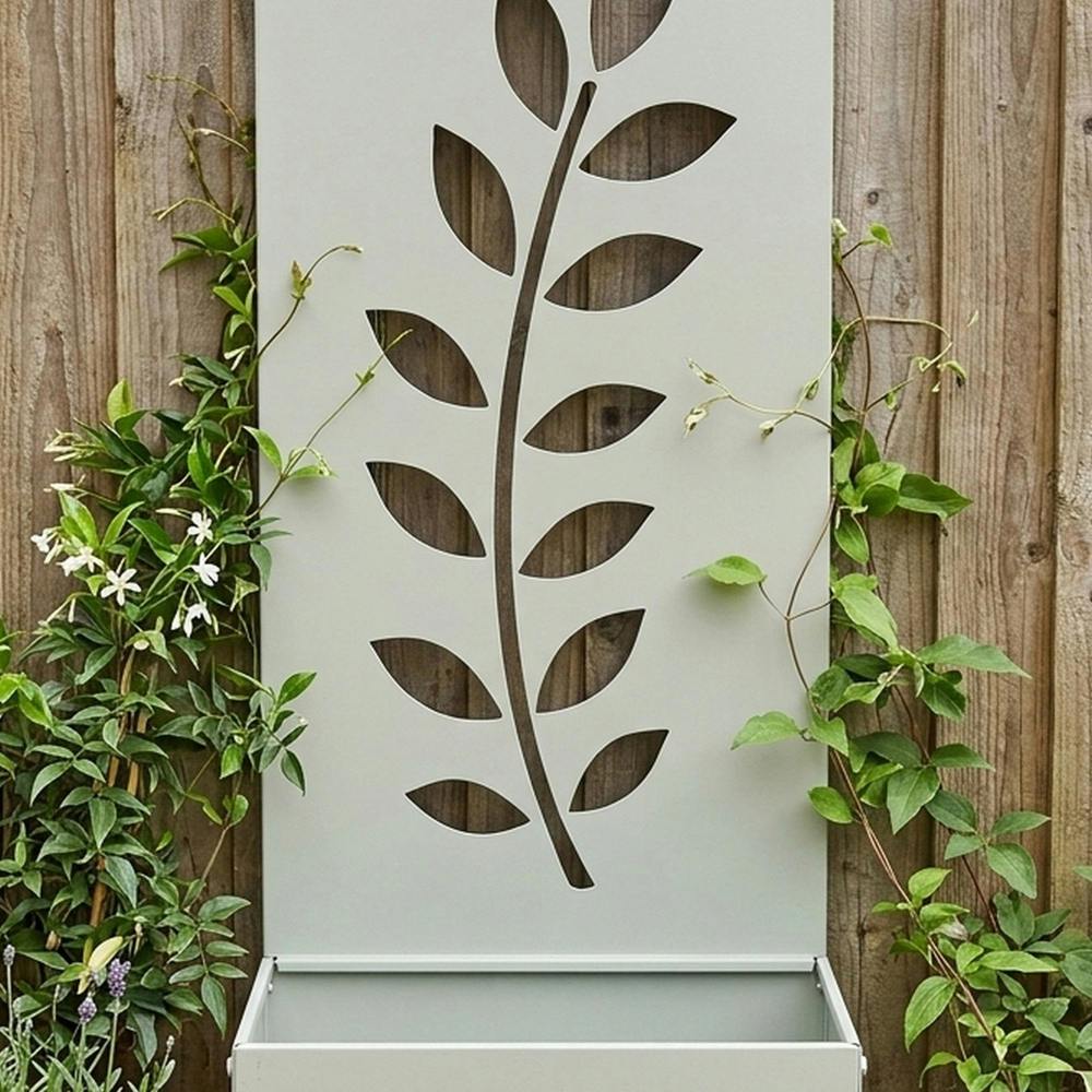 Garden Greatness Sage Green Decorative Screen with Fern Design