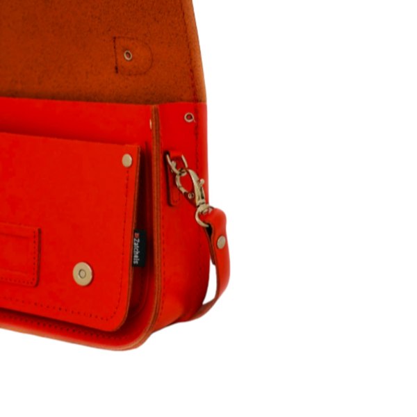 Zatchels Leather Midi Satchel - Pillar Box Red