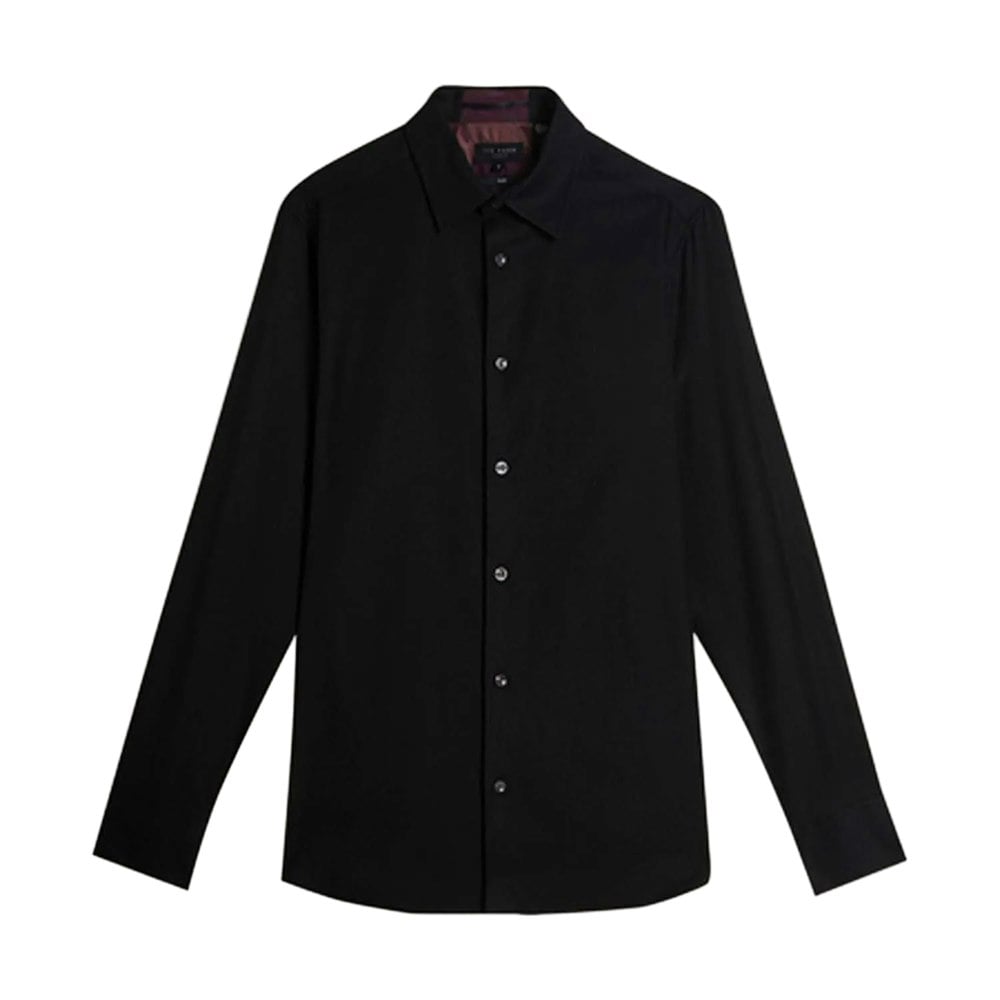 Ted Baker Mens Lecce Textured Stripe Long-Sleeved Shirt - Black