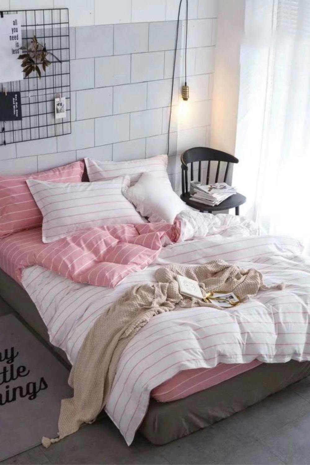 Ezysleep Pink Stripe Printed Duvet Set