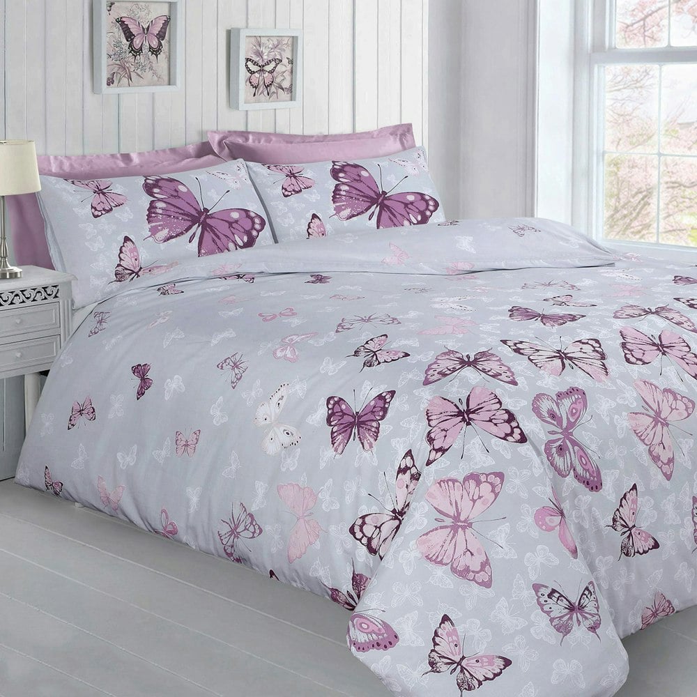 Velosso Butterfly Glaze Printed Cotton Blend Duvet Cover and Pillowcase Set