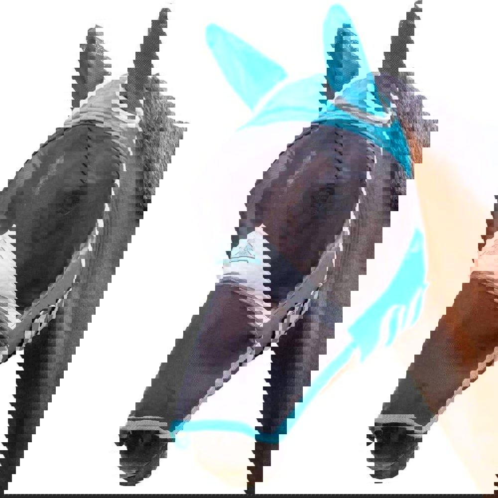 Shires Fine Mesh Horse Fly Mask With Ears & Nose - Teal