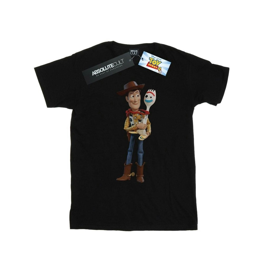 Disney Mens Toy Story 4 Woody And Forky T-Shirt - Black