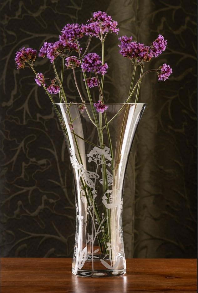 "Dragonfly" Wildlife Hand Cut Trumpet Vase - 25cm