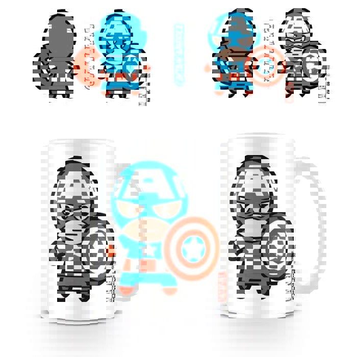 Marvel Kawaii Captain America Mug - White/Blue/Red