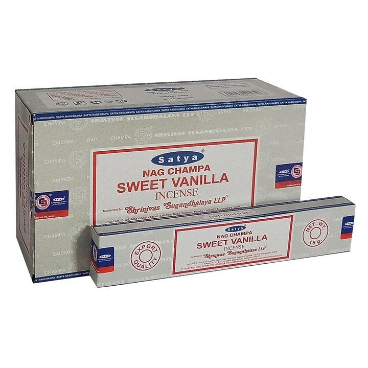 Serano Set of 12 Packets of Sweet Vanilla Incense Sticks by Satya