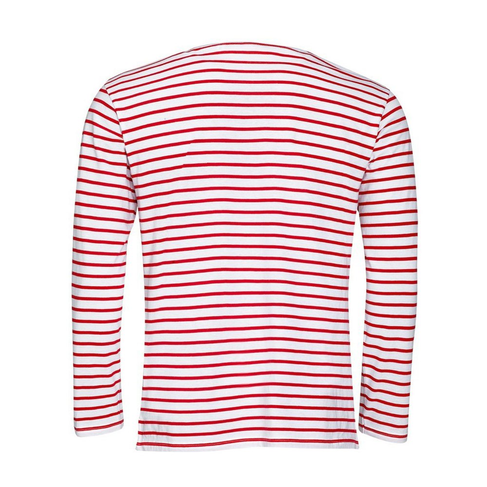 SOLS Mens Marine Long Sleeve Stripe T-Shirt - White/Red