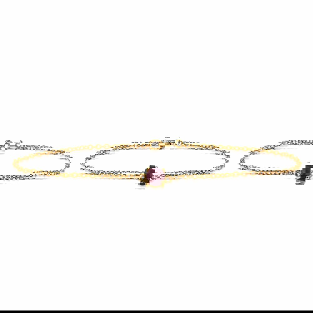 Classic Round Ruby Checkerboard Bracelet in 9ct Yellow Gold - Gemondo