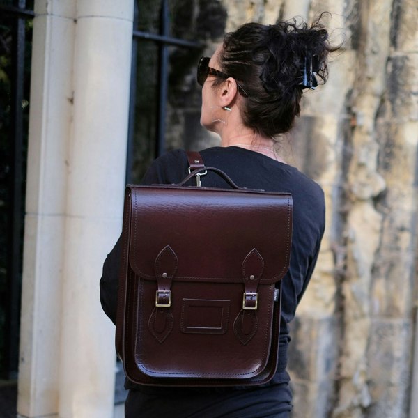 Zatchels Handmade Leather City Backpack - Marsala Red Executive