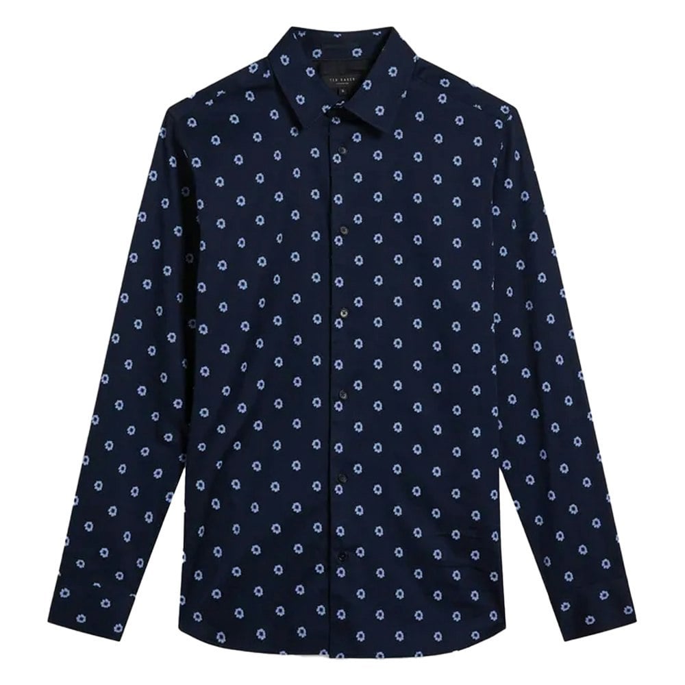 Ted Baker Mens KYME Ditsy Floral Long-Sleeved Shirt - Navy