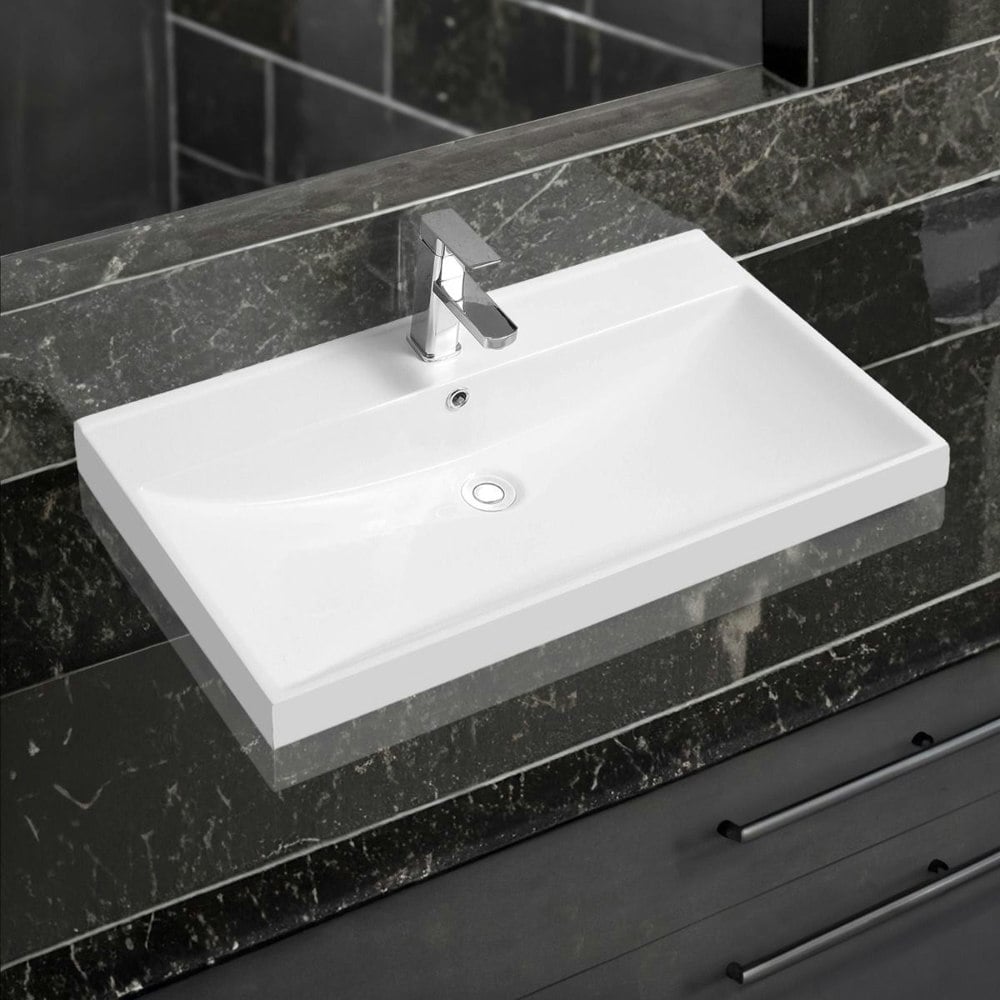 Limoge 5409 Ceramic 80.5cm Thick-Edge Inset Basin with Scooped Full Bowl
