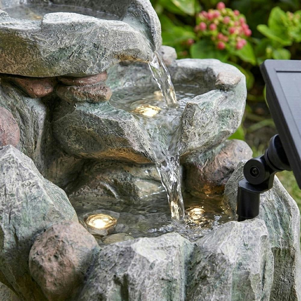 Garden Greatness Stone Effect Solar Rock Fall Water Feature