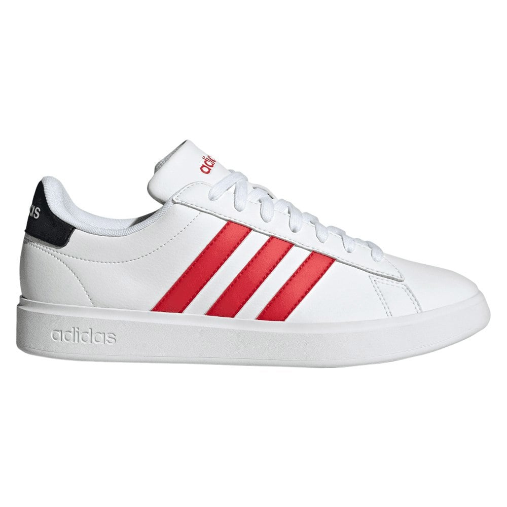 Adidas Mens Grand Court 2.0 Synthetic Leather Trainers - White / Red
