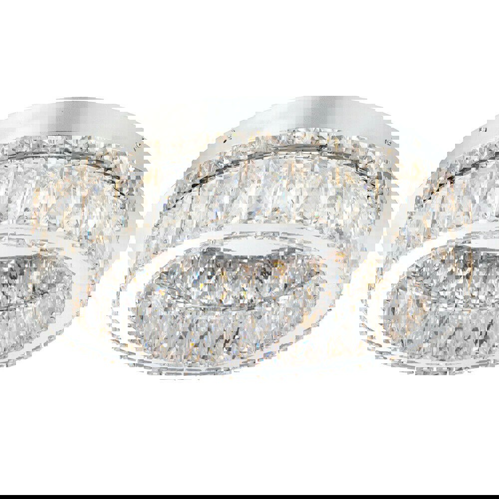 Flush Ceiling Mount Light Chrome & Acrylic Round Modern Crystal LED Ring Lamp Loops