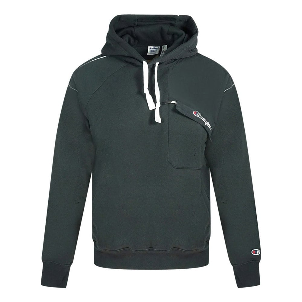 Champion Asymmetric Chest Pocket Logo Hoodie - Black